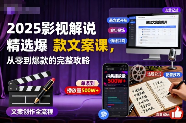 2025影视解说精选爆款文案课，从零到爆款的完整攻略-泡泡网赚