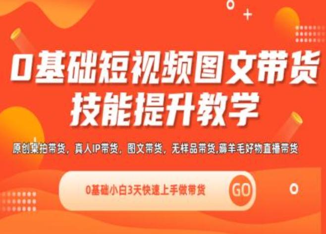 0基础短视频图文带货实操技能提升教学(直播课+视频课),0基础小白3天快速上手做带货-泡泡网赚
