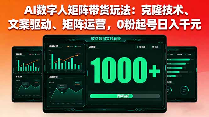 AI数字人矩阵带货玩法：克隆技术、文案驱动、矩阵运营，0粉起号日入千元-泡泡网赚