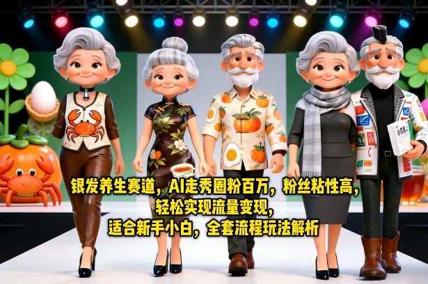银发养生赛道，AI走秀圈粉百万，粉丝粘性高，轻松实现流量变现，适合新手小白，全套流程玩法解析-泡泡网赚