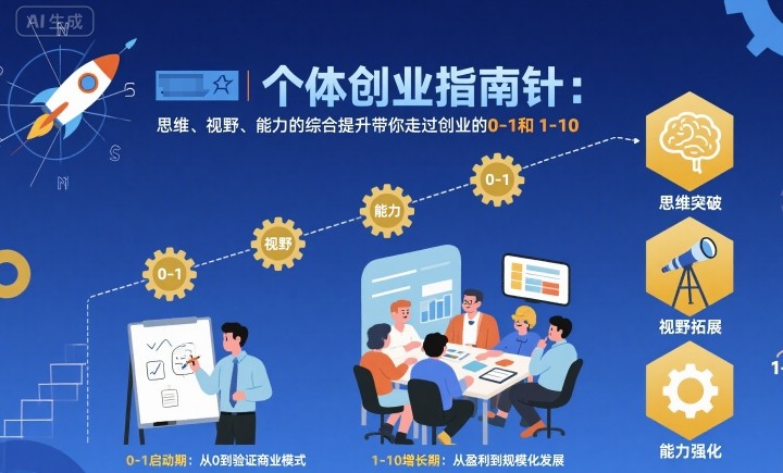 个体创业指南针，思维、视野、能力的综合提升带你走过创业的0-1和1-10【音频】-泡泡网赚