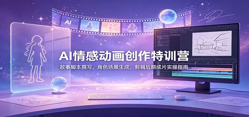 AI情感动画创作特训营：故事脚本撰写，角色场景生成，剪辑后期成片实操指南-泡泡网赚