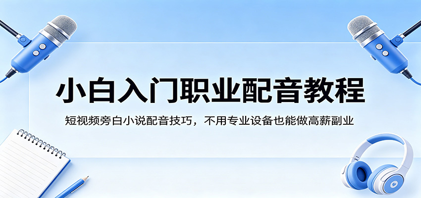 小白入门职业配音教程，短视频旁白小说配音技巧，不用专业设备也能做高薪副业-泡泡网赚