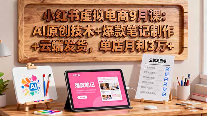 小红书虚拟电商9月课：AI原创技术+爆款笔记制作+云端发货，单店月利3万+-泡泡网赚