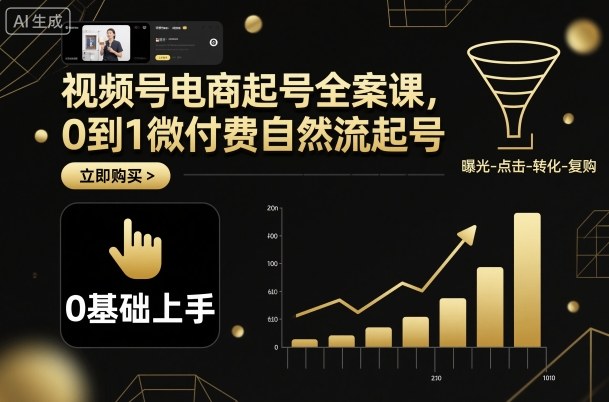 视频号电商起号全案课，0到1微付费自然流起号-泡泡网赚