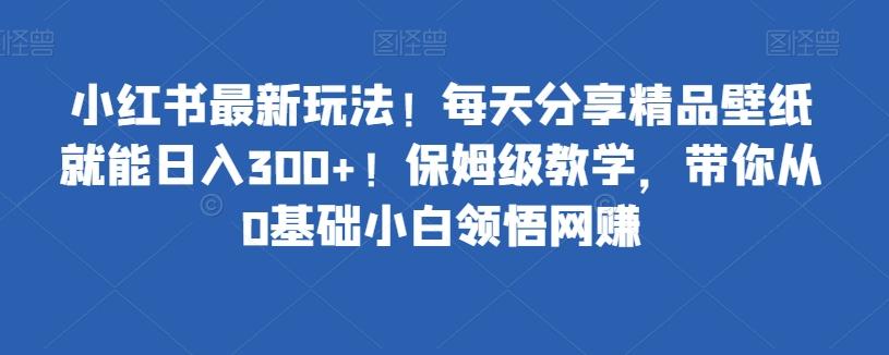 小红书最新玩法！每天分享精品壁纸就能日入300+！保姆级教学，带你从0基础小白领悟网赚-泡泡网赚