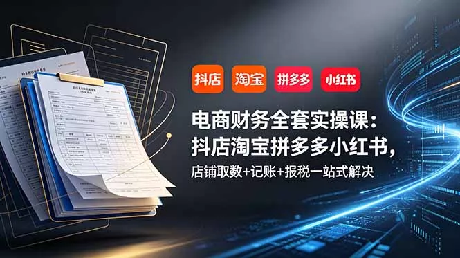 电商财务全套实操课：抖店淘宝拼多多小红书，店铺取数+记账+报税一站式解决-泡泡网赚