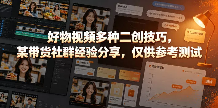 好物视频多种二创技巧，某带货社群经验分享，仅供参考测试-泡泡网赚