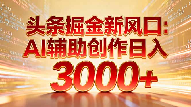 头条掘金新风口：AI辅助创作日入3000+，矩阵玩法当天启动隔天见效-泡泡网赚