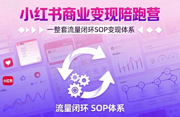 小红书商业变现陪跑营，轻IP矩阵 私域获客 聚光投流，一整套流量闭环SOP变现体系-泡泡网赚