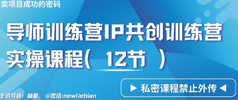 导师训练营3.0IP共创训练营私密实操课程(12节)-卖项目的密码成功秘诀【揭秘】-泡泡网赚