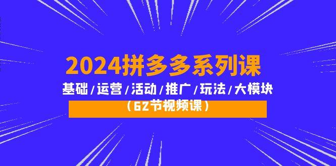 (10019期)2024拼多多系列课：基础/运营/活动/推广/玩法/大模块(62节视频课)-泡泡网赚