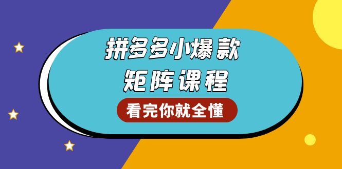 拼多多爆款矩阵课程：教你测出店铺爆款，优化销量，提升GMV，打造爆款群-泡泡网赚