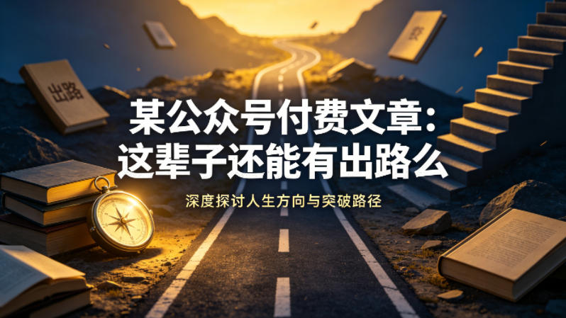 某公众号付费文章：这辈子还能有出路么-泡泡网赚