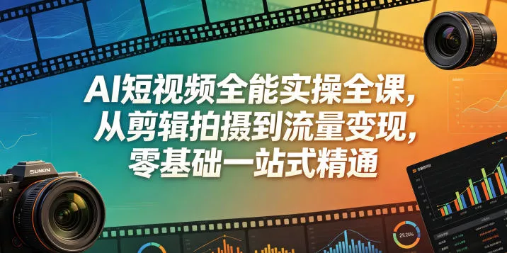 AI短视频全能实操全课，从剪辑拍摄到流量变现，零基础一站式精通-泡泡网赚