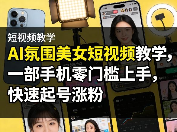 AI氛围美女短视频教学，一部手机零门槛上手，快速起号涨粉-泡泡网赚