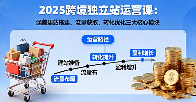 2025跨境独立站运营课：涵盖建站搭建、流量获取、转化优化三大核心模块-泡泡网赚