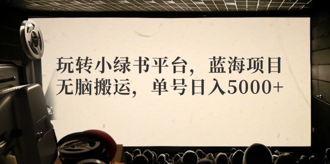 玩转小绿书平台，蓝海项目，无脑搬运，单号日入5000+-泡泡网赚