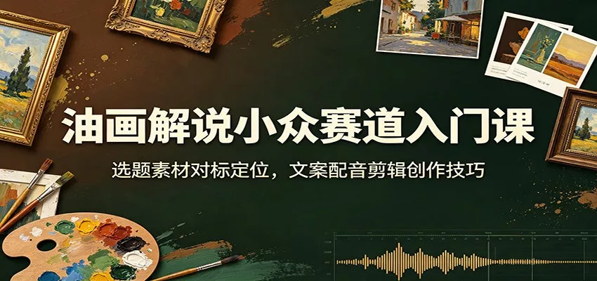 油画解说小众赛道入门课：选题素材对标定位，文案配音剪辑创作技巧-泡泡网赚