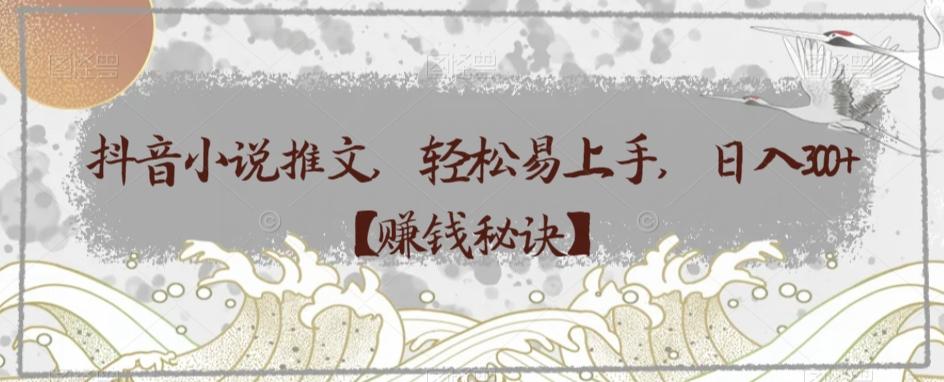 抖音小说推文，轻松易上手，日入300+【赚钱秘诀】-泡泡网赚