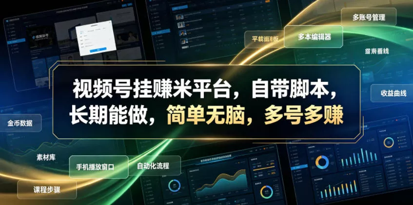 视频号挂賺米平台，自带脚本，长期能做，简单无脑，多号多賺【揭秘】-泡泡网赚