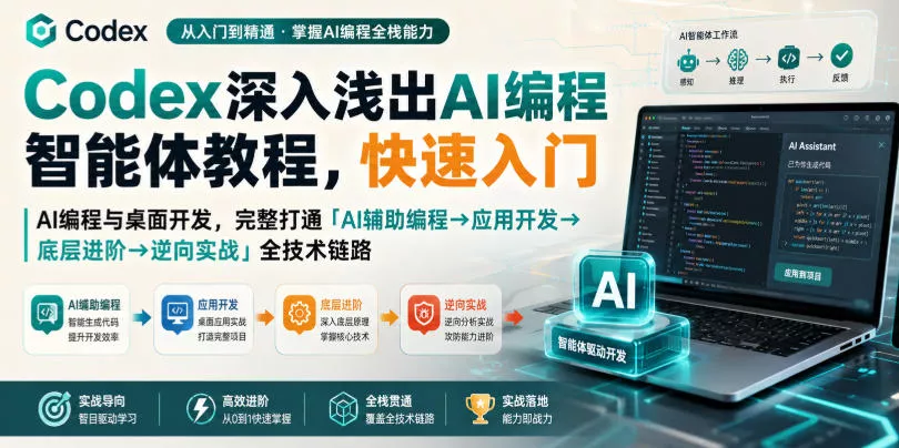 Codex深入浅出AI编程智能体教程，快速入门AI编程与桌面开发，打通「AI辅助编程→应用开发→底层进阶→逆向实战」全技术链路-泡泡网赚