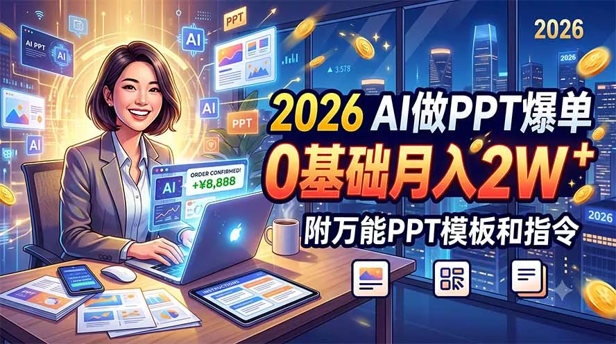 2026 AI做PPT爆单，0基础月入2W，附万能PPT模板和指令-泡泡网赚
