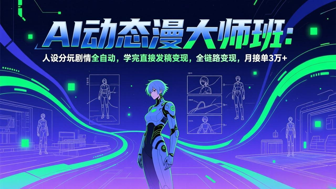 AI动态漫剧大师班：人设分镜剧情全自动，学完直接发稿变现，全链路变现，月接单3万+-泡泡网赚