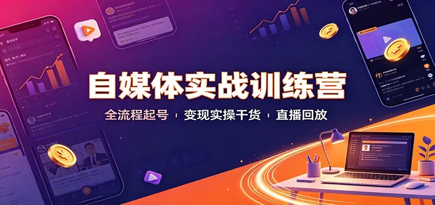 自媒体实战训练营：全流程起号变现实操干货直播回放-泡泡网赚
