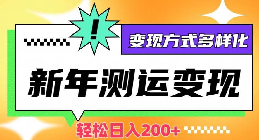 新年运势测试变现，日入200+，几分钟一条作品，变现方式多样化【揭秘】-泡泡网赚