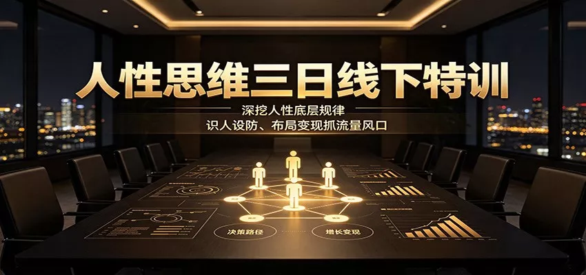 人性思维三日线下特训：深挖人性底层规律，识人设防、布局变现抓流量风口-泡泡网赚