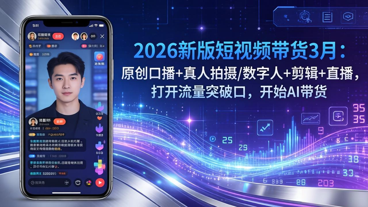 2026新版短视频带货3月：原创口播+真人拍摄/数字人+剪辑+直播，打开流量突破口，开始AI带货-泡泡网赚