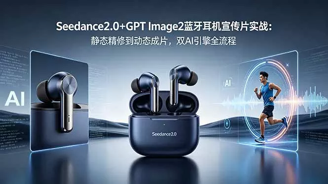 Seedance2.0+GPT Image2蓝牙耳机宣传片实战：静态精修到动态成片，双AI引擎全流程-泡泡网赚