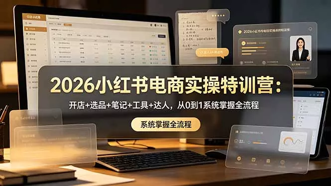 2026小红书电商实操特训营：开店+选品+笔记+工具+达人，从0到1系统掌握全流程-泡泡网赚