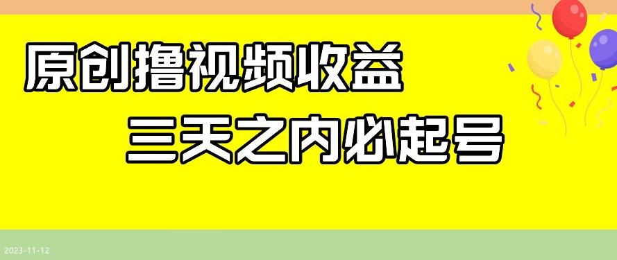 最新撸视频收益，三天之内必起号，一天保底100+【揭秘】-泡泡网赚