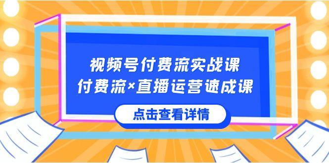 视频号付费流实战课，付费流×直播运营速成课，让你快速掌握视频号核心运营技能-泡泡网赚