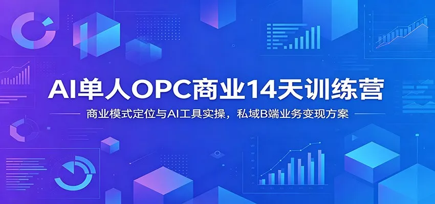 AI单人OPC商业14天训练营：商业模式定位与AI工具实操，私域B端业务变现方案-泡泡网赚