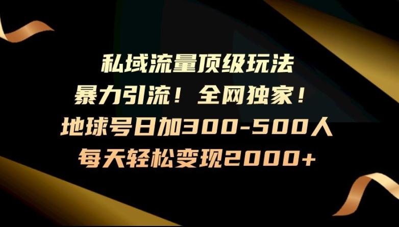 暴力引流，全网独家，地球号日加300-500人，私域流量顶级玩法，每天轻松变现2000+-泡泡网赚