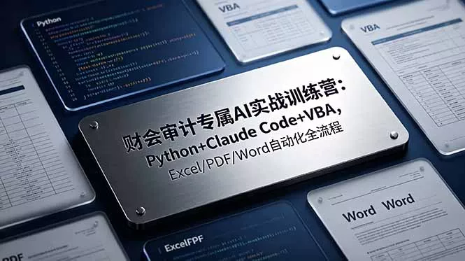 财会审计专属 AI实战训练营：Python+Claude Code+VBA，Excel/PDF/Word自动化全流程-泡泡网赚