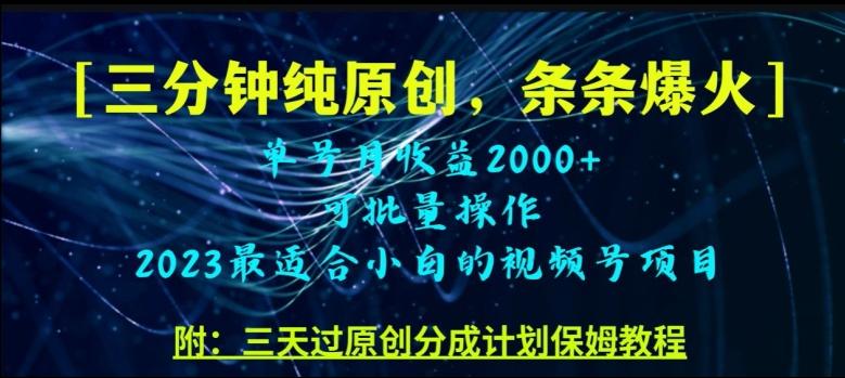 三分钟制作视频号纯原创，条条爆款，轻松月入过万【揭秘】-泡泡网赚