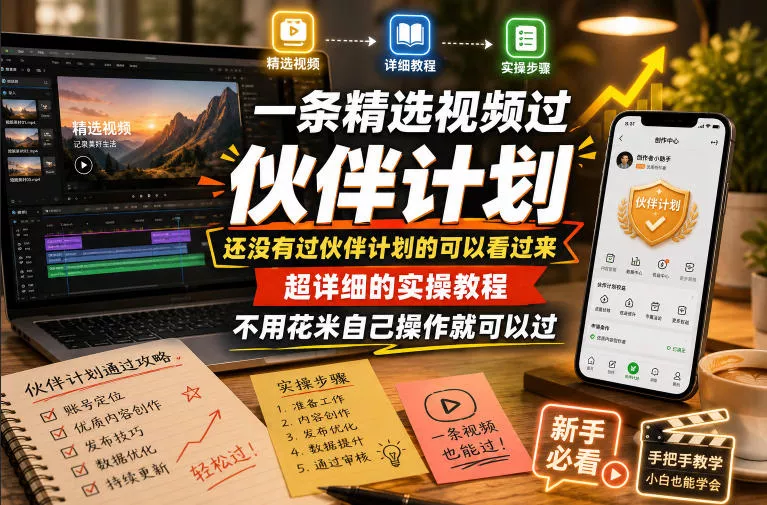 一条精选视频过伙伴计划，还没有过伙伴计划的可以看过来，超详细的实操教程，不用花米自己操作就可以过-泡泡网赚