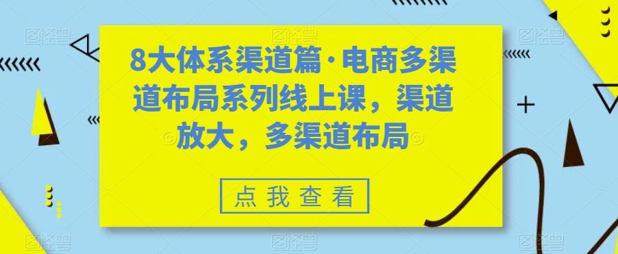 8大体系渠道篇·电商多渠道布局系列线上课，渠道放大，多渠道布局-泡泡网赚