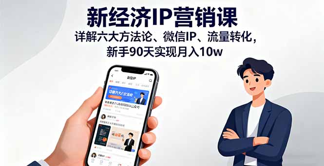 新经济IP营销课：详解六大方法论、微信IP、流量转化，新手90天实现月入10w-泡泡网赚