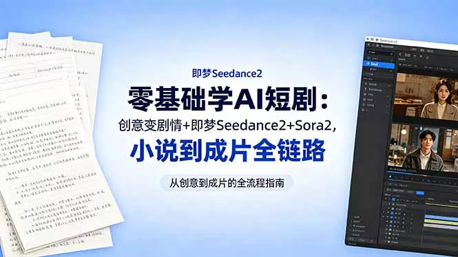 零基础学AI短剧：创意变剧情+即梦Seedance2+Sora2，小说到成片全链路-泡泡网赚