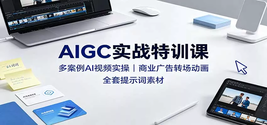 AIGC实战特训课：多案例AI视频实操，商业广告转场动画，全套提示词素材-泡泡网赚