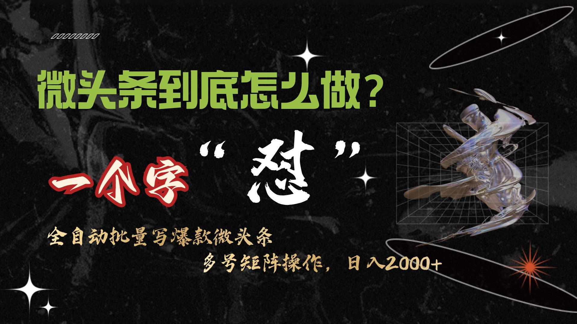 (9809期)微头条最新最强连怼操作，10分钟50条，真正解放双手，月入1w+-泡泡网赚