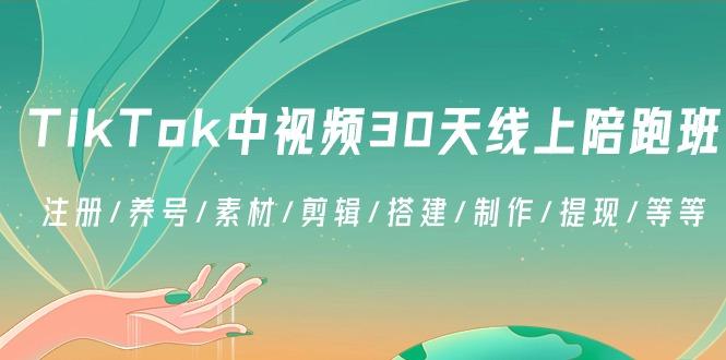 TikTok中视频-30天线上陪跑班：注册/养号/素材/剪辑/搭建/制作/提现/等等-泡泡网赚