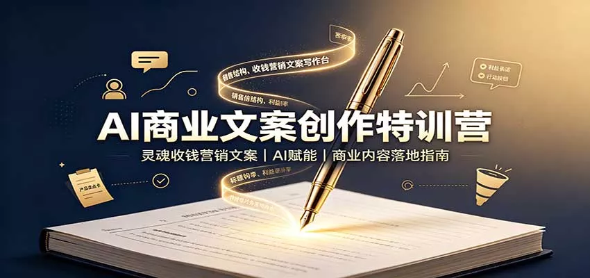 AI商业文案创作特训营：灵魂收钱营销文案，AI赋能，商业内容落地指南-泡泡网赚