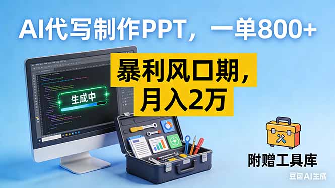 AI代写制作PPT，一单800+， 暴利风口期，月入2万【附工具】-泡泡网赚