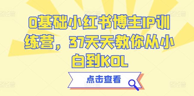 0基础小红书博主IP训练营，37天天教你从小白到KOL-泡泡网赚